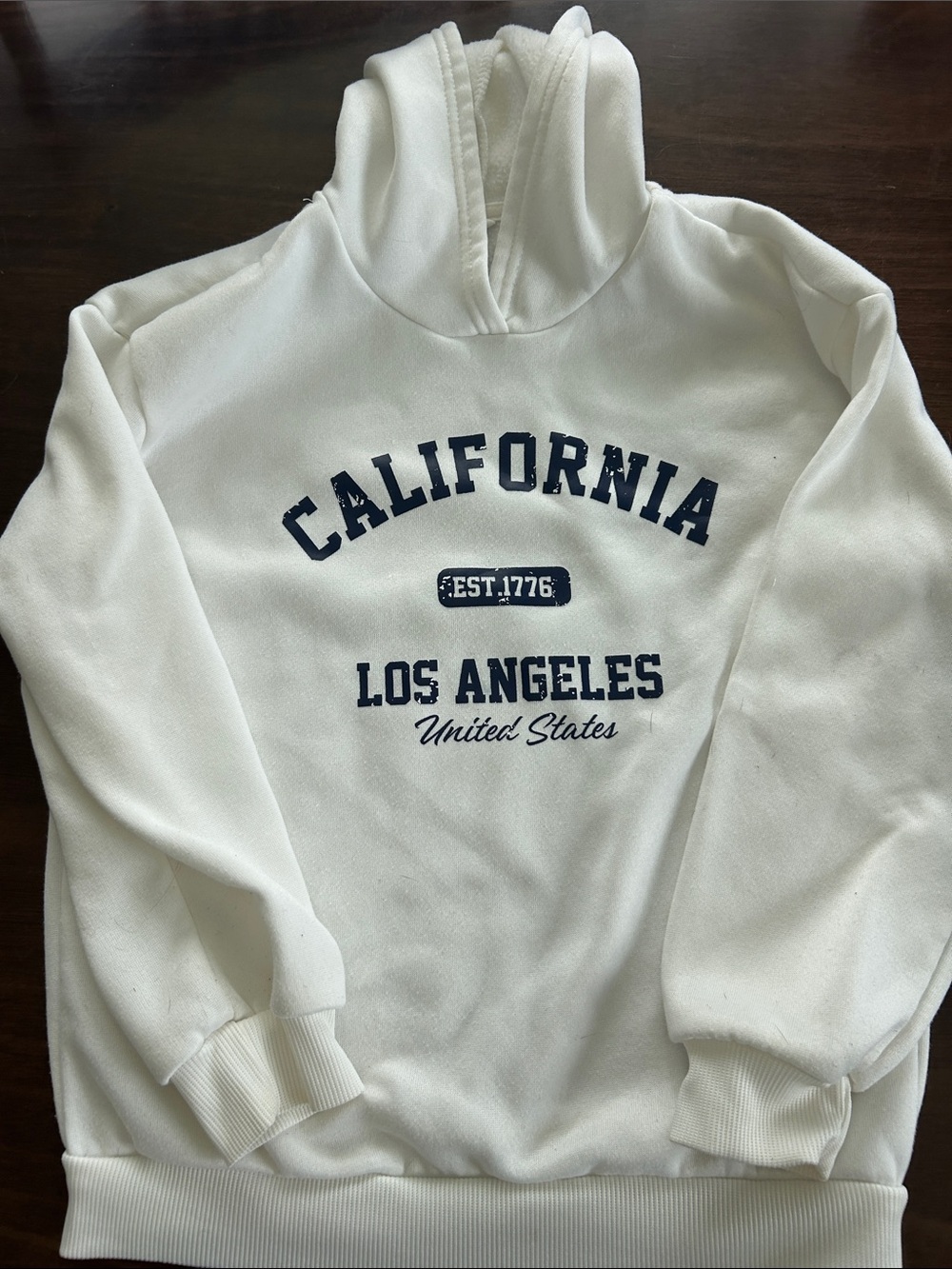 SHEIN White Hoodie with Navy California Los Angeles Graphic
